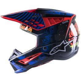   ALPINESTARS S-M5 Solar Flare Bukósisak Fekete / Kék / Piros Fluo