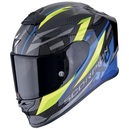 SCORPION Exo-R1 EVO Carbon Air Runner Bukósisak Fekete  Kék  Sárga