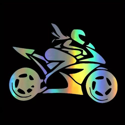 Női motoros fehér matrica 